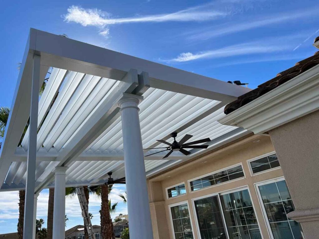 Custom backyard patio with covered structure in Sacramento, CA